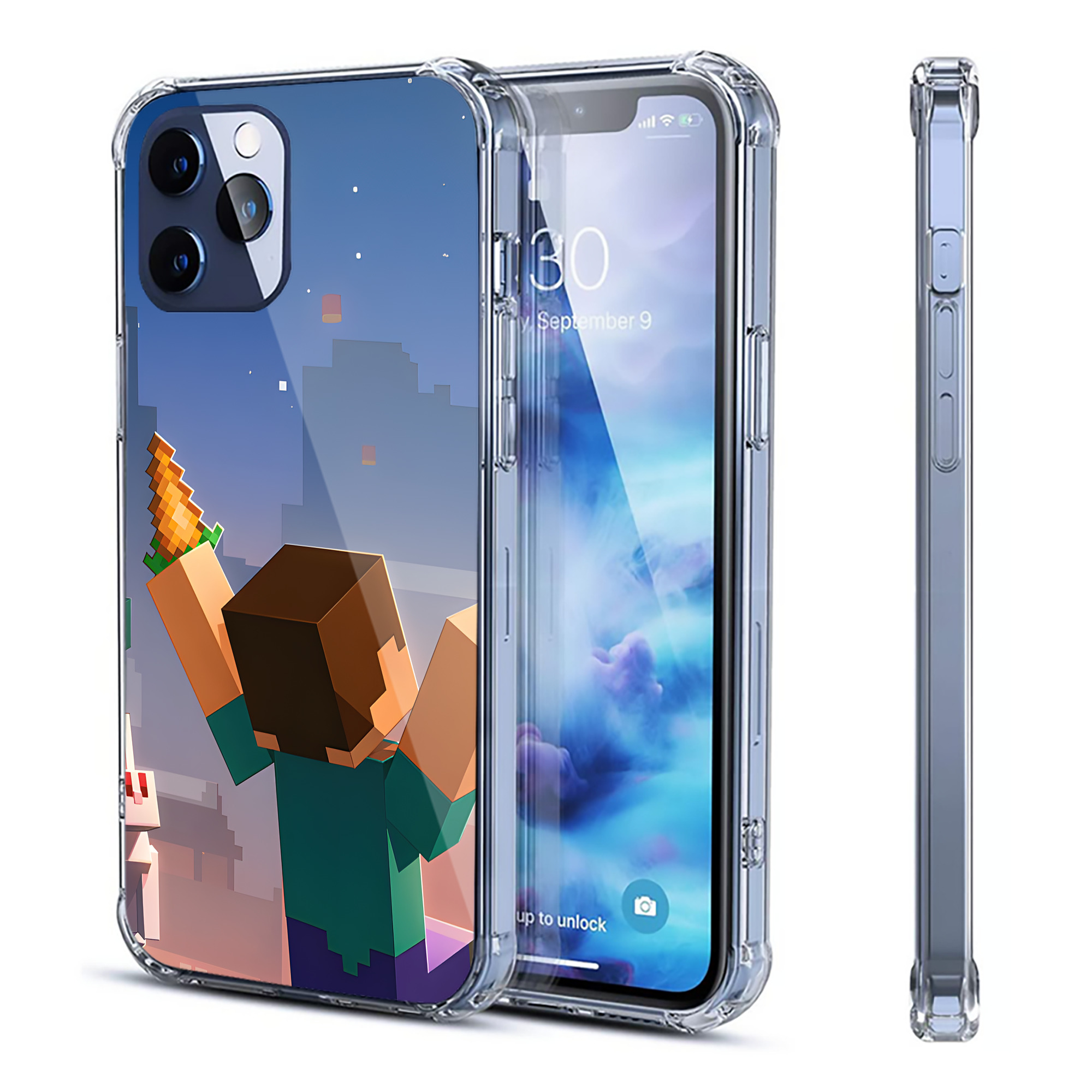 （画像用） マインクラフト ブロックの世界 Minecraft MC Block world 【iPhone 12シリーズ対応】透明スマホケース（クリアソフトケース）